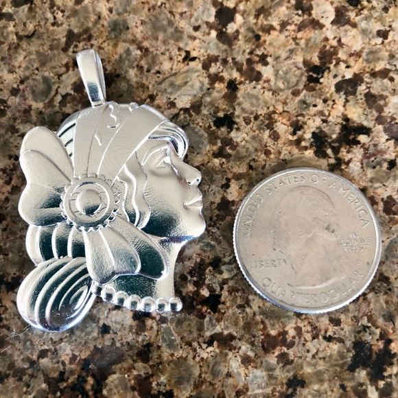 Large Girl Pendant sterling silver 12 grams Gypsy Charm jewelry gift box - Picture 2 of 12